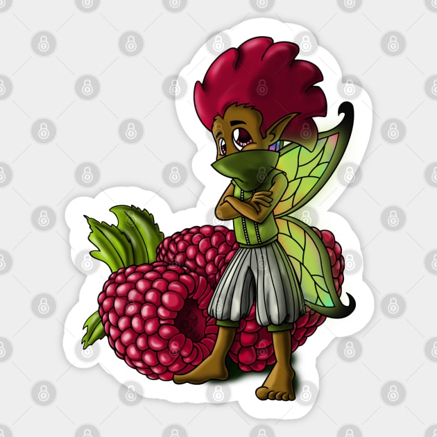 African American Fairy and Raspberry Sticker by treasured-gift